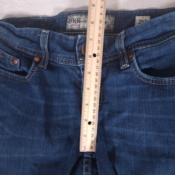 BKE Denim Kate Straight Blue Jeans Womens Size 28S x 29.5 Dark Wash Pants FLAWS - Picture 8 of 16